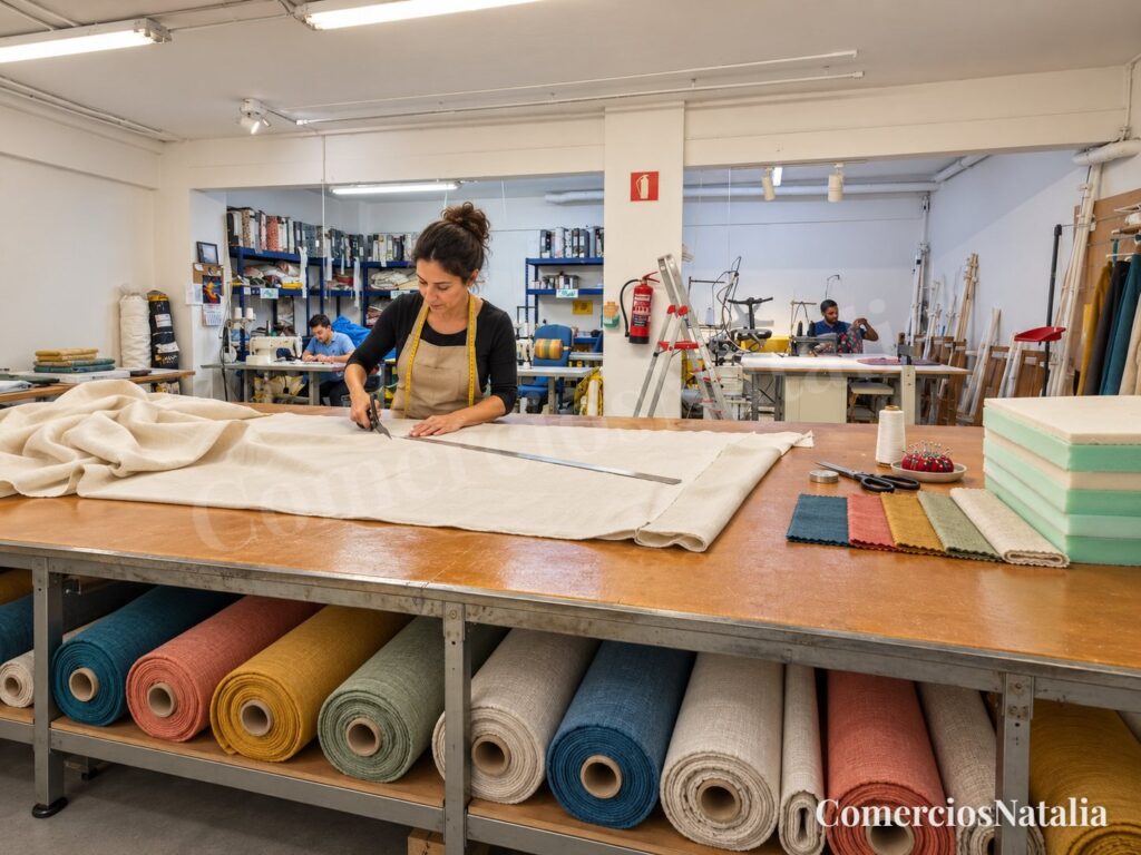 Mesa de corte y diseño en nuestro taller de Basauri